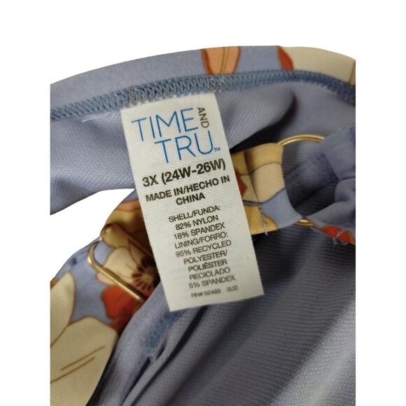 Time and Tru Womens 3XL Dusty Blue Printed Ruched Underwire Bikini Top NWOT - Picture 7 of 8